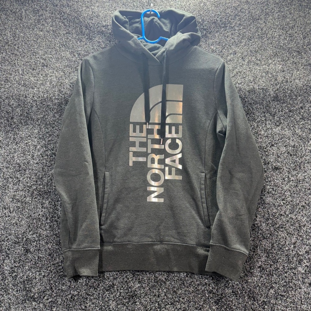 The North Face‎ Womens Grey Metallic Logo Pullover Hoodie Sweatshirt Medium M